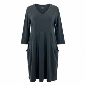 Iridium Lagenlook Dress Gray Women’s Large Knee length Cotton